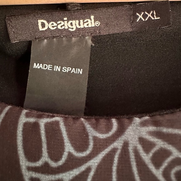 Desigual Alexandre Dress Black Chiffon Layers with Flowers XXL - Picture 10 of 16